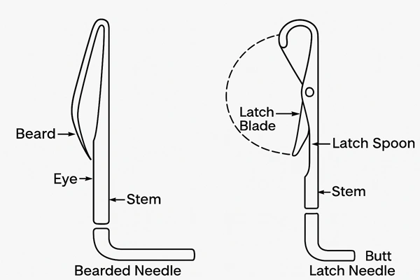 Difference Between Latch Needle and Bearded Needle